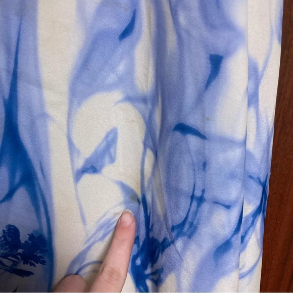 TED BAKER Sample Blue and White Silk Dress Size 2 US Size 6 - Picture 10 of 12